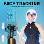 Arenzza auto face tracking phone holder with gesture control, mounted on a tripod, displaying smartphone with facial recognition features.