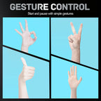Arenzza auto face tracking phone holder with gesture control, mounted on a desk, showcasing its adjustable design and electronic features.