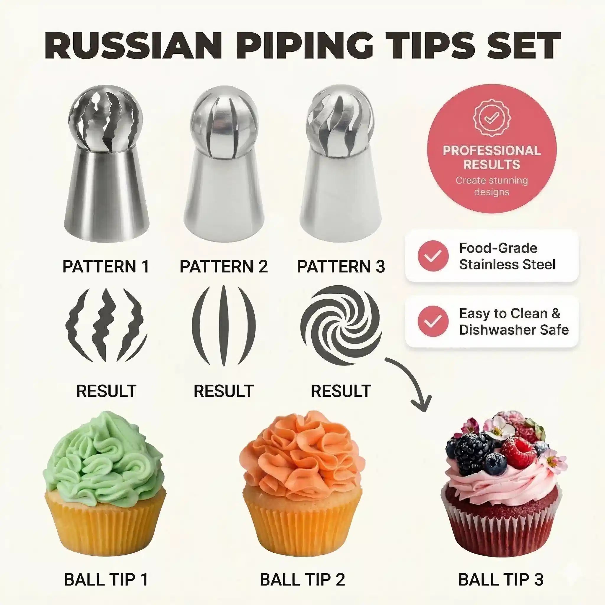 A set of Arenzza pastry nozzles for decorating cakes and pastries, displayed on a clean white background.