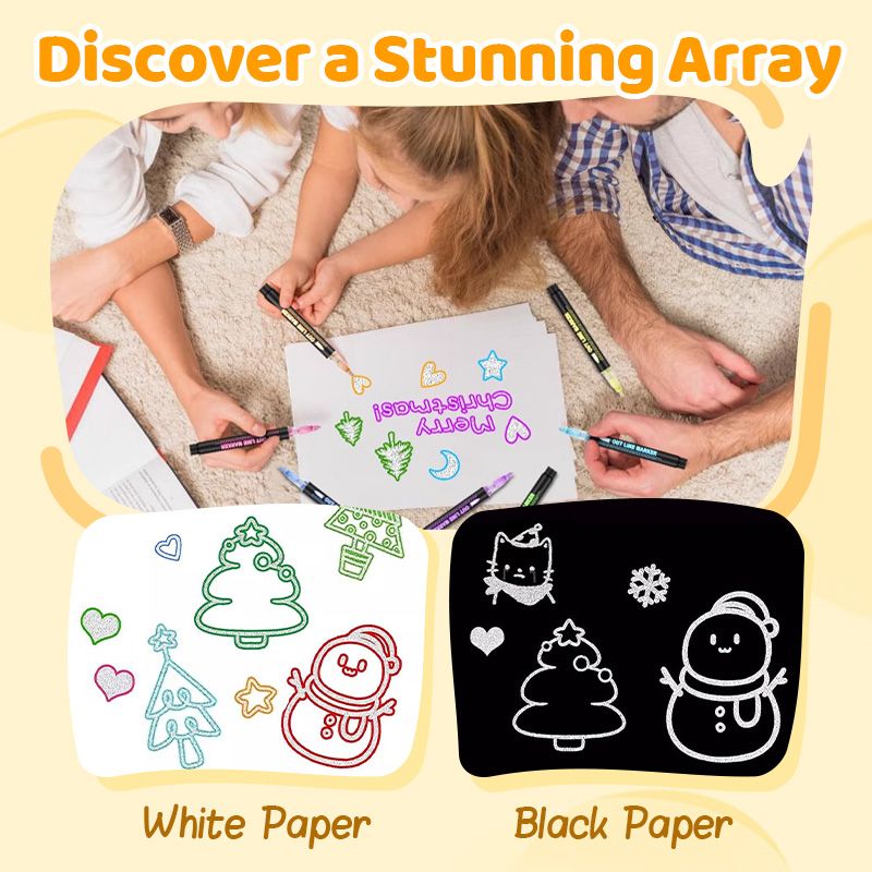 🎅Gift idea 49% OFF⚡50K+ SOLD!🎁Double Outline Glitter Coloring Pen Set