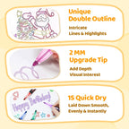 Arenzza double outline glitter coloring pen set with vibrant colors and shiny accents, perfect for gifts and creative projects.