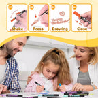 Arenzza glitter coloring pen set with double outline design, featuring vibrant colors and shiny finishes, ideal for gifts and creative projects.