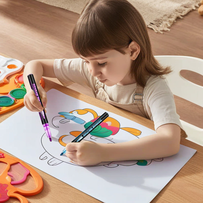 Arenzza double outline glitter coloring pen set with vibrant colored pens and shiny glitter finishes for creative coloring projects.