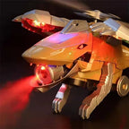 Arenzza LED transforming dinosaur helicopter toy for kids, featuring colorful lights and detailed dinosaur and helicopter design.