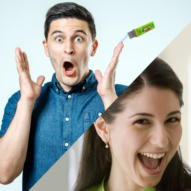 Arenzza Safety Trick Electric Shock Chewing Gum toy, colorful novelty gift with realistic chewing gum appearance and playful design.