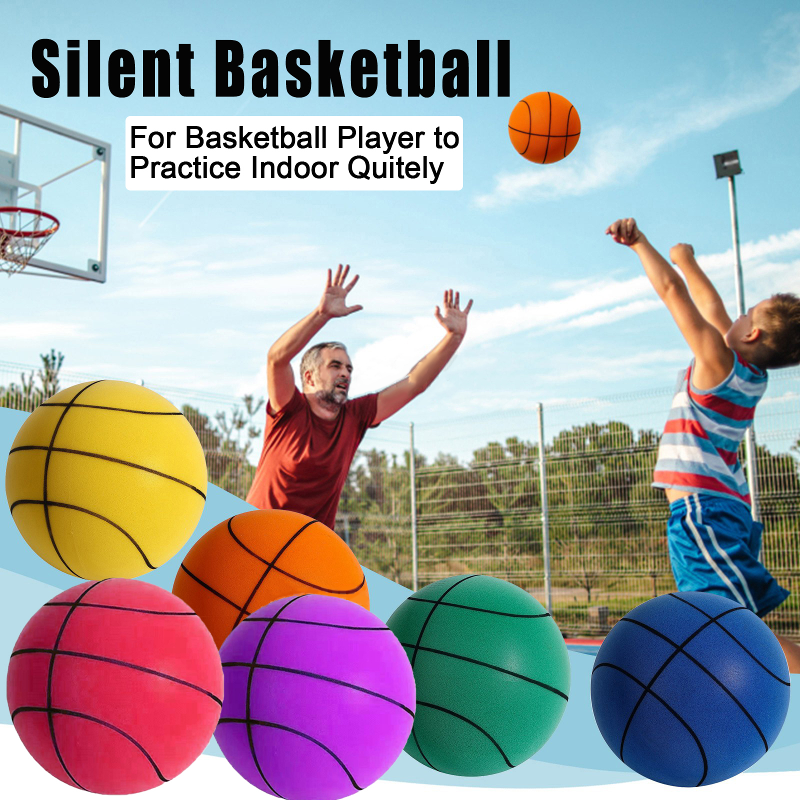 Arenzza silent bouncing basketball for gifts and toys, featuring a sleek design suitable for indoor play and basketball enthusiasts.