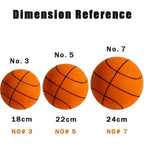 Silent bouncing basketball by Arenzza, perfect gifts and toys, shown in action on a court with vibrant colors and textured surface.