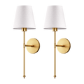 Arenzza elegant wireless wall sconces in gold finish with sleek design, showcasing tool-free installation on a modern wall.