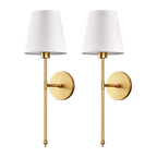 Arenzza elegant wireless wall sconces in gold finish with sleek design, showcasing tool-free installation on a modern wall.