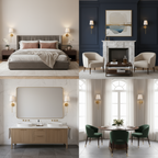 Elegant wireless wall sconces by Arenzza with sleek design, shown installed on a wall with a modern aesthetic.
