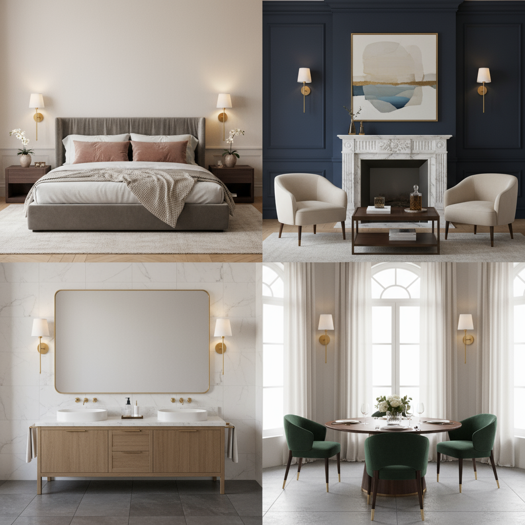 Elegant wireless wall sconces by Arenzza with sleek design, shown installed on a wall with a modern aesthetic.