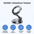 Arenzza foldable magnetic phone mount attached to a car dashboard, holding a smartphone securely for hands-free driving.