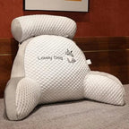 Aarenza BackWell ergonomic reading pillow with supportive backrest and armrests, designed for comfortable reading and relaxation.