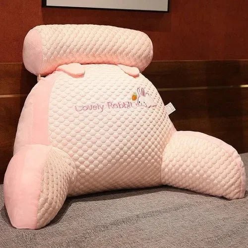 Arenzza BackWell ergonomic reading pillow with supportive backrest and plush fabric for comfortable reading and lounging.