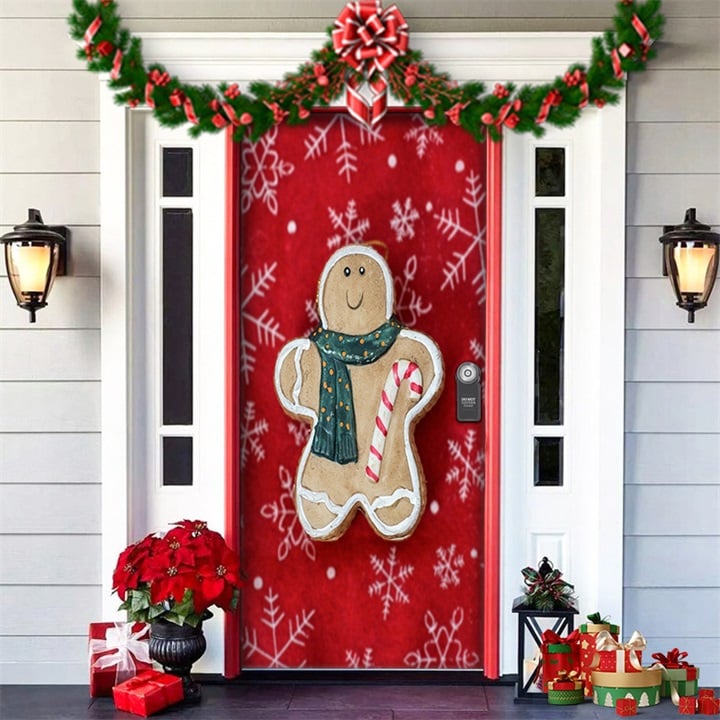 Arenzza Christmas 2025 front door decoration with festive holiday design for Halloween and Christmas, featuring colorful ornaments.