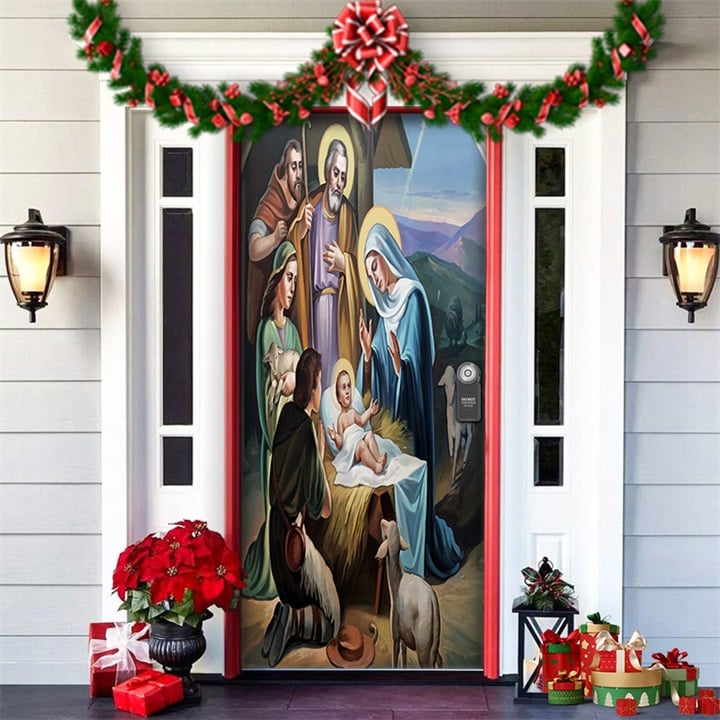 Arenzza Christmas 2025 front door decoration with festive holiday accents for Halloween and Christmas celebrations.