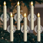 Arenzza LED taper candles with sensor and suction cups, ideal for Halloween and Christmas decorations, glowing softly in dark.