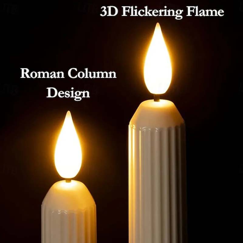 Arenzza LED taper candles with sensor and suction cups, suitable for Halloween and Christmas holiday decor, glowing softly.