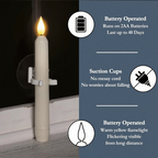 Arenzza LED taper candles with sensor and suction cups, ideal for Halloween and Christmas decor, shown in a festive setting.