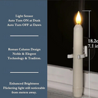 Arenzza LED taper candles with sensor and suction cups, suitable for Halloween and Christmas decorations, shown on a festive table.
