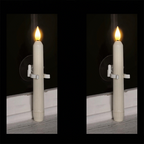 Arenzza LED taper candles with sensors and suction cups for Halloween and Christmas, showing their realistic flickering glow.