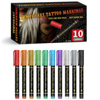 Arenzza 10-color temporary tattoo markers set with vibrant colors for Halloween and Christmas body art projects.