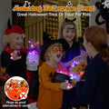 A set of 50 Arenzza LED glowing Halloween and Christmas rings with colorful lights and festive designs.
