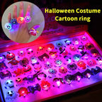 A set of 50 LED Halloween glowing rings in various colors, perfect for Halloween and Christmas celebrations by Arenzza.