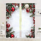 Aarenzza Christmas window curtains 2-piece set with festive holiday designs, perfect for home decor during Christmas season.