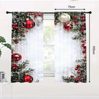 Arenzza Christmas window curtains 2-piece set featuring festive holiday designs for home decor.