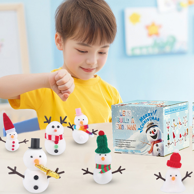 Aarenza DIY Christmas snowman craft set for kids featuring colorful materials and accessories for creating a festive snowman.