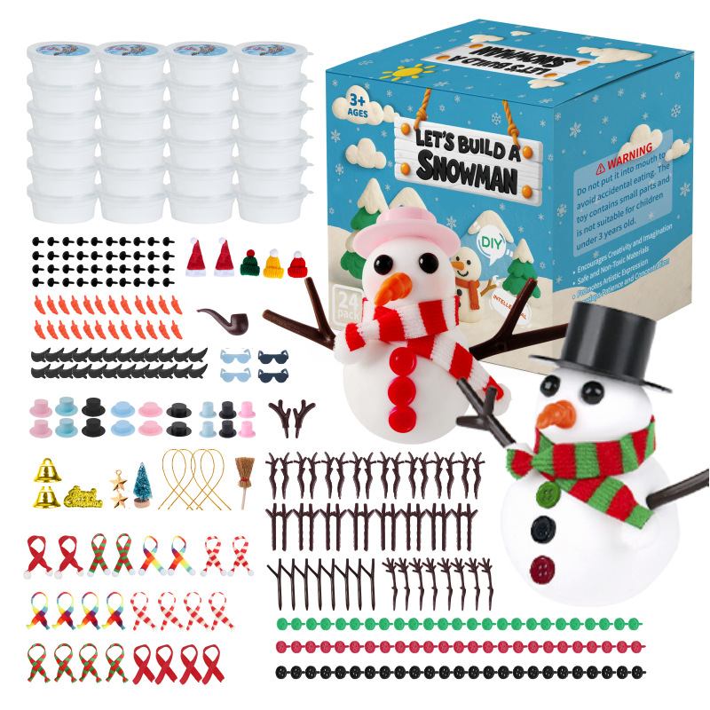 Aarenzza Christmas snowman craft set for kids, featuring snowman parts and accessories for DIY holiday decoration or play.