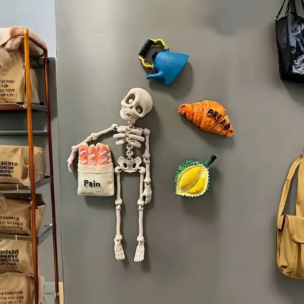Arenzza 3D printed vintage skeleton magnetic figurine for Halloween and Christmas decorations, featuring a detailed skeletal design.