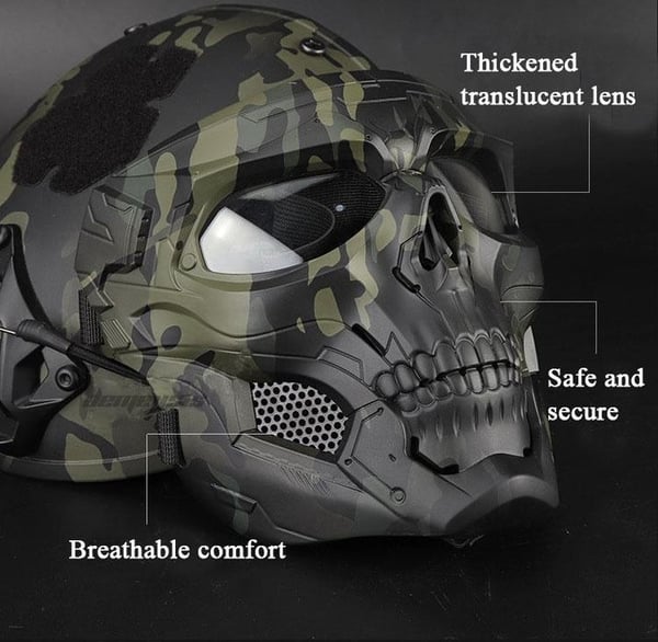 Arenzza realistic skull horror helmet mask with detailed design, secure fit, ideal for Halloween parties and collectors.