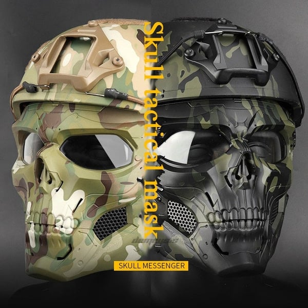 A realistic skull horror helmet mask from Arenzza with detailed design, secure fit, ideal for Halloween or Christmas parties.