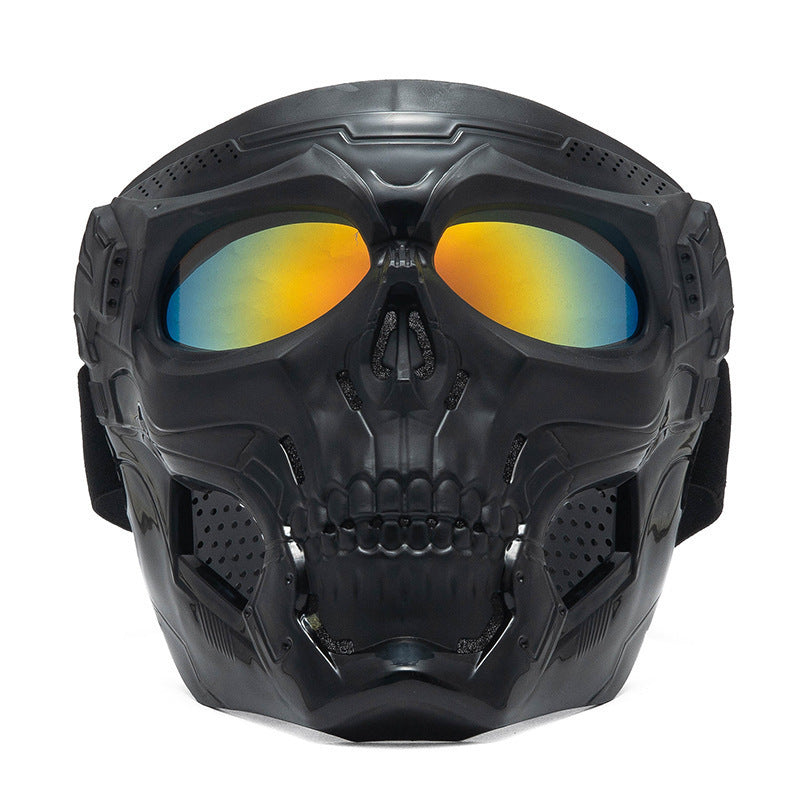 A realistic skull horror helmet mask by Arenzza, designed for Halloween and Christmas parties, with detailed features and secure fit.