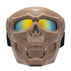 A realistic skull horror helmet mask from Arenzza, designed for Halloween and Christmas parties, with detailed features and secure fit.