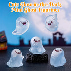 Cute glow-in-the-dark mini ghost figurines for Halloween and Christmas by Arenzza, showing small ghost decorations with luminous features.