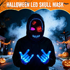 Arenzza Halloween LED skull mask with glowing eyes, perfect for spooky costumes and holiday celebrations.