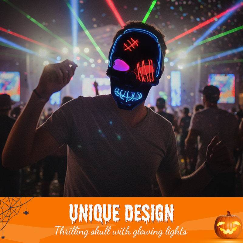 Arenzza Halloween LED skull mask with glowing eyes, perfect for spooky costumes and Halloween celebrations.
