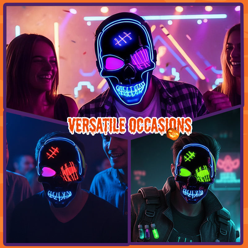 Arenzza Halloween LED skull mask with glowing eyes, featuring a spooky design perfect for Halloween costume parties.