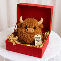 Aarenza Highland Cow plush toy with Christmas and Halloween themed design, soft and cuddly emotional support plush for holiday cheer
