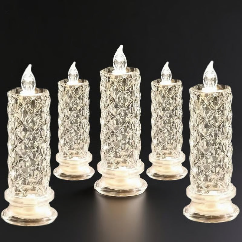 Set of 4 Arenzza LED crystal candle lights, romantic tabletop night lights for Halloween and Christmas decorations.
