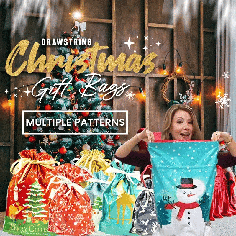 Arenzza Christmas gift bag with drawstring, festive holiday design, perfect for Christmas and holiday gift wrapping.