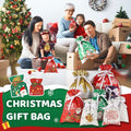 Aarenza Christmas gift bag with drawstring, festive red and green design, perfect for holiday gift wrapping and celebrations