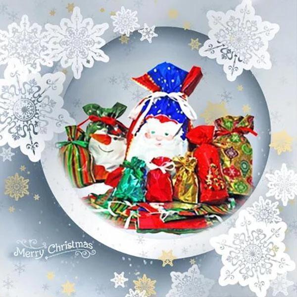 Aarenza Christmas gift bag with drawstring, festive red and white design, perfect for holiday gift wrapping and celebrations.