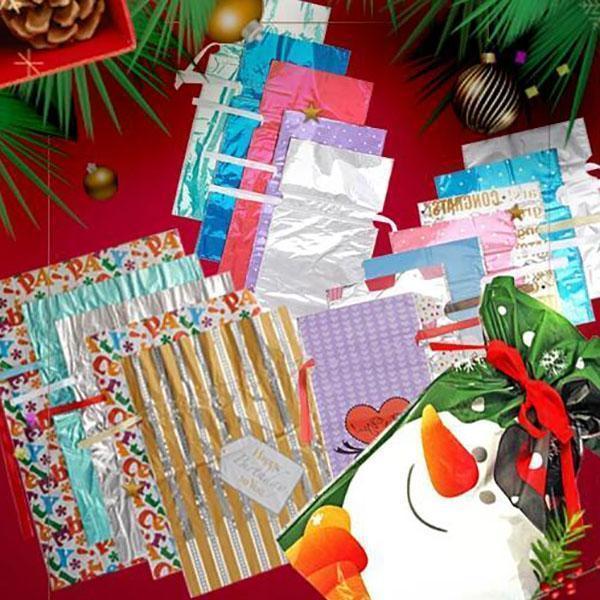 Arenzza Christmas gift bag with drawstring featuring festive holiday designs, ideal for Christmas gift packaging.