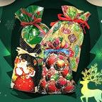 Aarenza Christmas gift bag with drawstring, festive holiday design, perfect for Christmas gifts, featuring colorful holiday graphics.