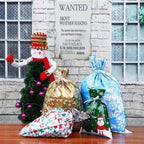 Aarenza Christmas gift bag with drawstring, festive holiday design, suitable for Christmas and Halloween gift wrapping.