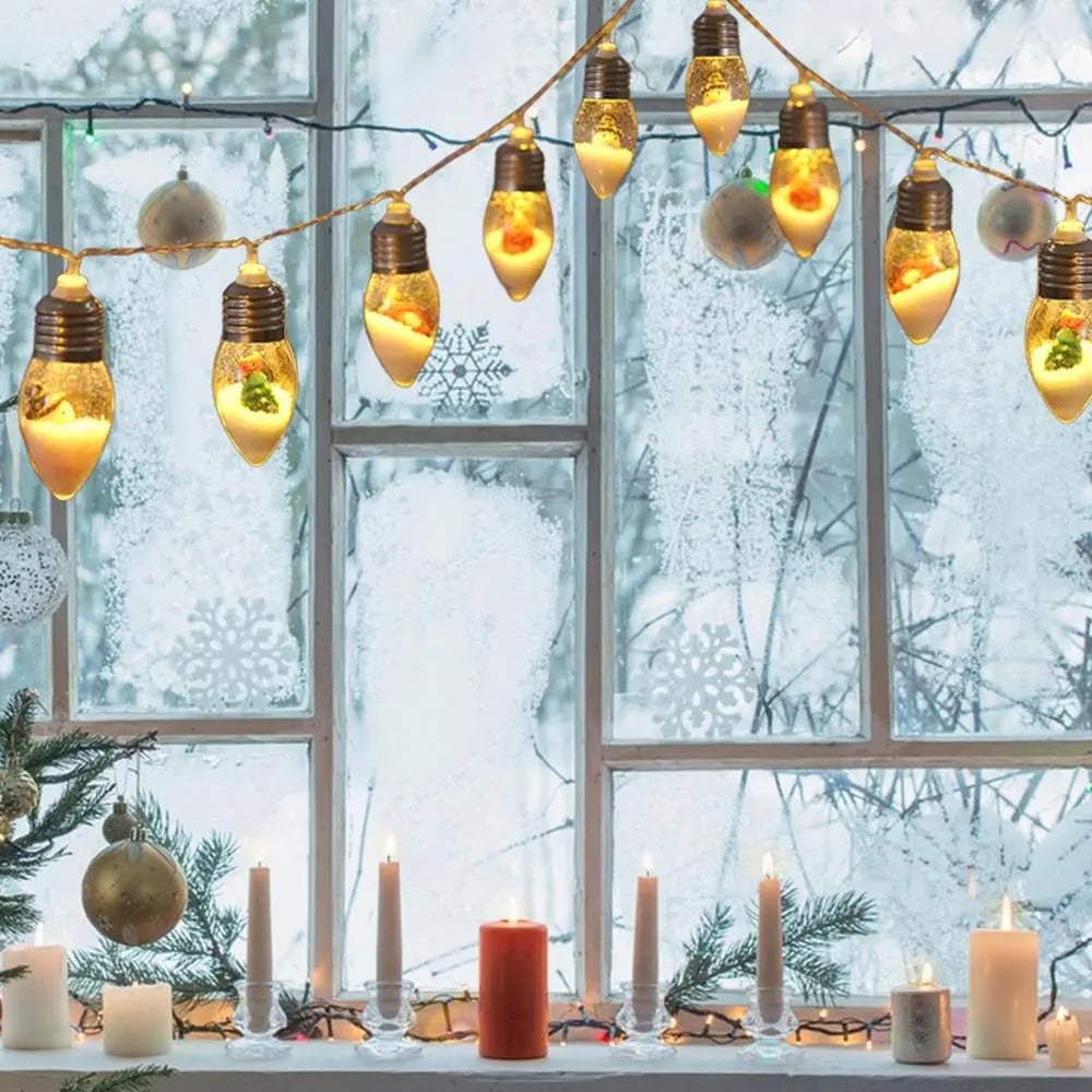 Arenzza Christmas string lights with colorful LED bulbs, perfect for holiday decorations and festive indoor or outdoor displays.